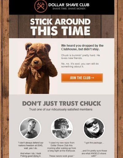 Dollar Shave Club social proof cart abandonment email example